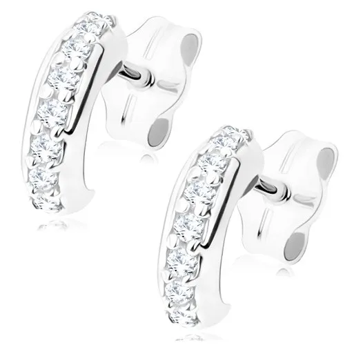 Zlaté náušnice 9K v tvare polkruhu so zirkónovou líniou