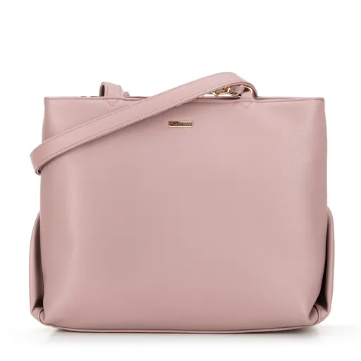 Shopper kabelka z ekologickej kože s retiazkou vresová 99-4Y-632-F