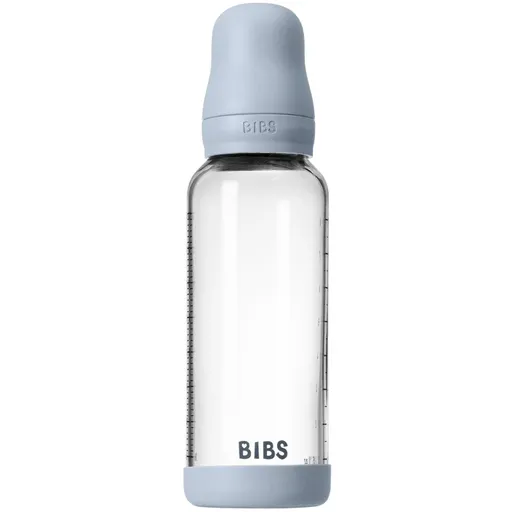 BIBS Baby Glass Bottle Round Latex antikoliková fľaša Baby Blue 240 ml
