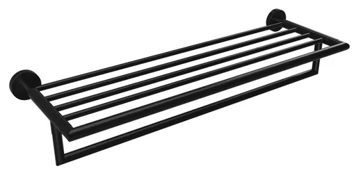 SAPHO - X-ROUND BLACK polička na uteráky s hrazdou 500, čierna mat XR421B