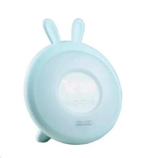 Rabbit & Friends Detská lampička s budíkom | Modrá