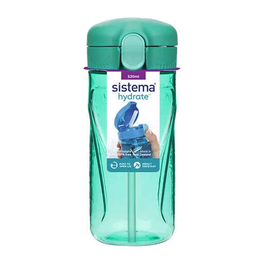 SISTEMA Fľaša Quick Flip Top so slamkou zelená 520 ml