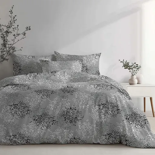 Stanex Krepové obliečky Vetvičky sivá, 140 x 220 cm, 70 x 90 cm