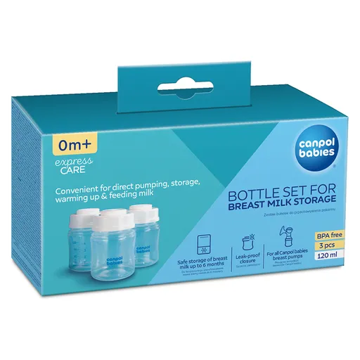 CANPOL BABIES Sada fliaš na skladovanie mlieka 3 x 120 ml