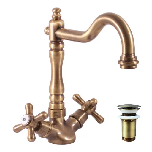 RAV SLEZÁK Morava umývadlová batéria s clic-clacom stará mosadz mk121.0/8sm MK121.08SM