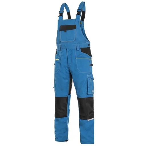 Canis (CXS) Montérkové nohavice s náprsenkou CXS STRETCH skrátené - Stredne modrá / čierna | 46