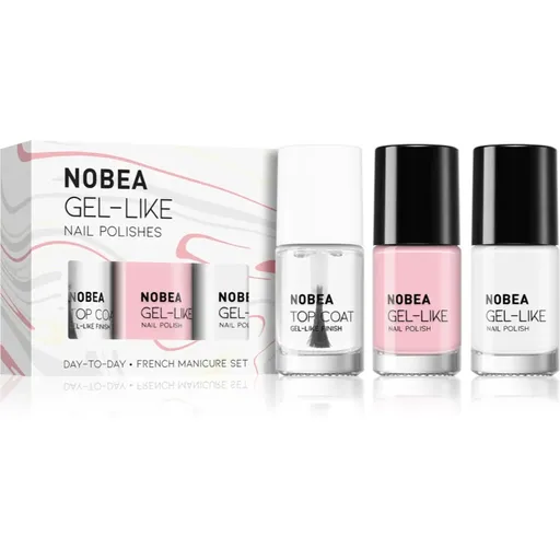 NOBEA Day-to-Day 3-Piece Nail Polish set with Top coat sada lakov na nechty French manicure set