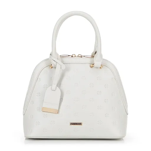 Dámska aktovka z imitácie kože, lichobežníkový tvar, sivobiela 100-4Y-222-0