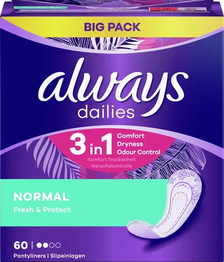 ALWAYS Dailies Fresh & Protect Normal intímky 60 ks