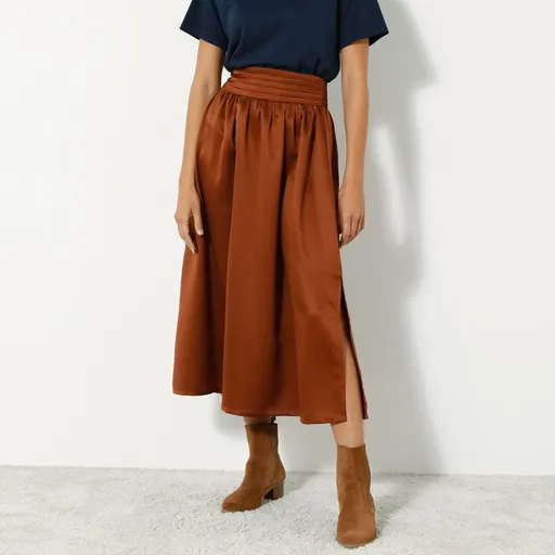 Jednofarebná dlhá sukňa, satén