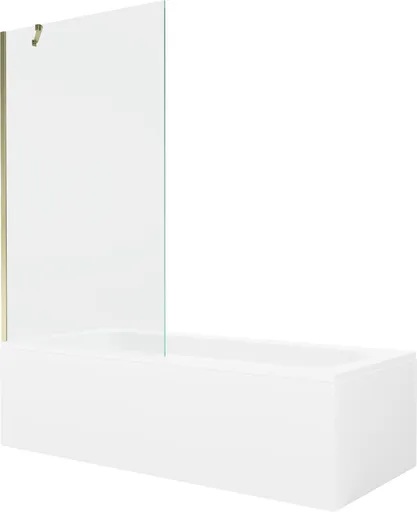 MEXEN/S - Vega obdĺžniková vaňa 150 x 70 cm s panelom + vaňová zástena 100, transparent, zlatá 550115070X9510000050