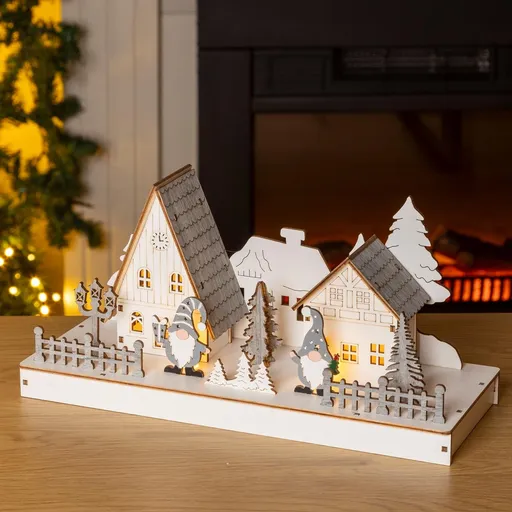 Haushalt international LED dřevěné vánoční městečko