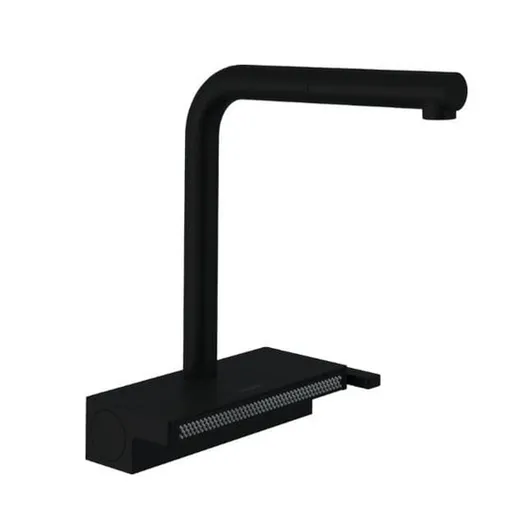 Drezová batéria Hansgrohe Aquno s vyťahovacou sprškou, 2 prúdy čierny mat 73836670