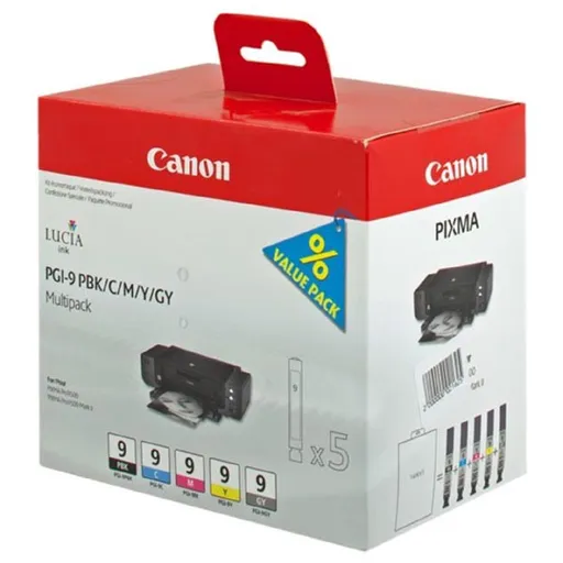 MultiPack CANON PGI-9 - originálna cartridge, čierna + farebná, 5x14ml multipack