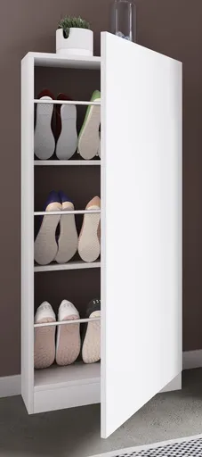 VCM Botník Fulisa s dřevěnými dvířky, bílý