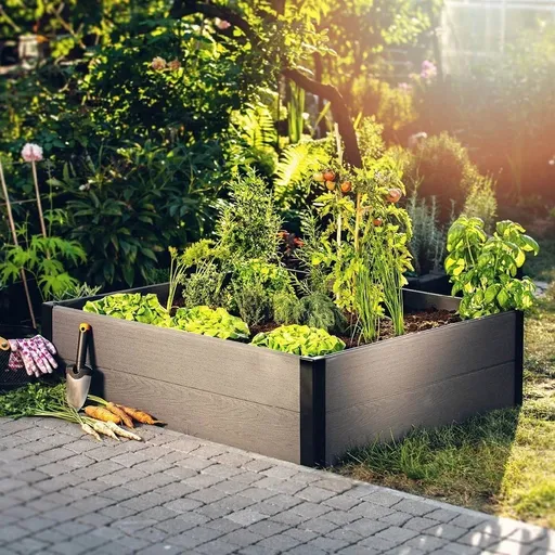 KETER Vyvýšený záhon HEDGE SQUARE | sivá