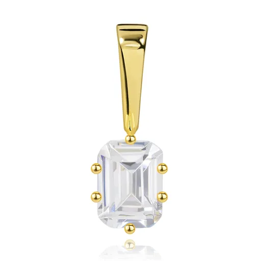 Prívesok zo žltého zlata 9K - ligotavý vybrúsený obdĺžnikový zirkón