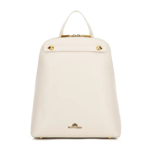 Dámsky kožený trapezový batoh krémový 100-4E-601-0