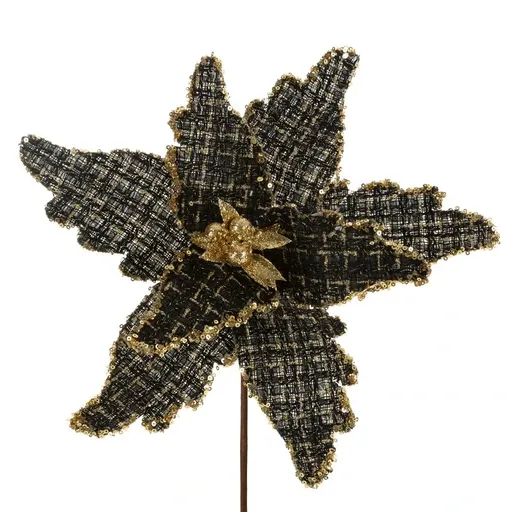 ArtFir Vianočný kvet 242A | čierna/zlatá 30 cm
