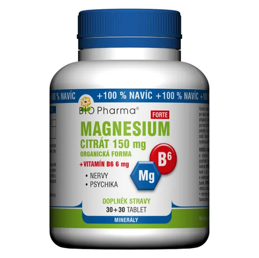 BIO PHARMA Magnesium citrát Forte 150 mg + Vitamín B6 30+30 tabliet