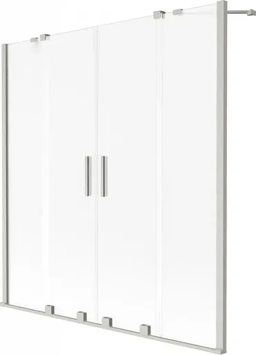 MEXEN/S - Velar Duo dvojkrídlová posuvná vaňová zástena 150 x 150, dekor, nikel kartáčovaný 896-150-000-32-97