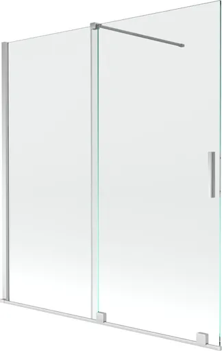 MEXEN/S - Velar Dvojkrídlová posuvná vaňová zástena 150 x 150, transparent, chróm 896-150-000-01-01
