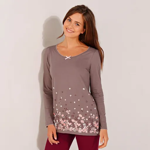 Pyžamové tričko s dlhými rukávmi a potlačou kvetín