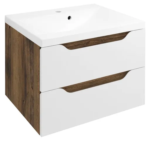 SAPHO - WAVE umývadlová skrinka 60x65x47,8cm, biela/dub collingwood WA060-3019