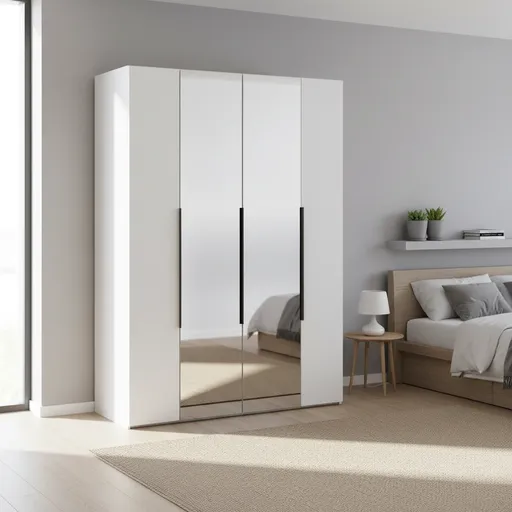 Elvisia Šatníková skriňa NICEA 160 so zrkadlom | biela