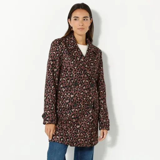 Kabát so vzorom zvieracej srsti a dvojradovou gombíkovou légou