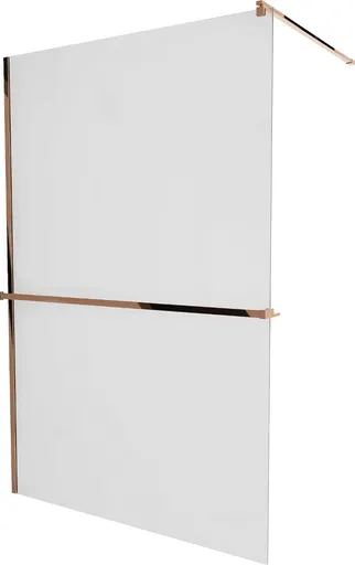 MEXEN/S - KIOTO Sprchová zástena WALK-IN s poličkou a držiakom uterákov 80 x 200, matné sklo 8 mm, ružové zlato 800-080-121-60-30