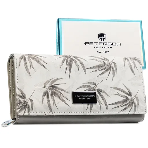 Biela veľká dámska peňaženka s RFID ochranou na patent – Peterson