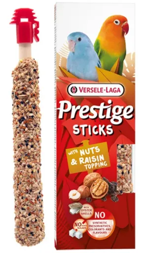 Versele-Laga Prestige Sticks tyčinky malý papagáj s orechmi a hrozienkovou polevou 60g