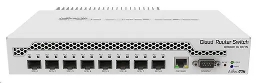 MikroTik Cloud Router Switch CRS309-1G-8S+IN, 800MHz CPU, 512MB RAM, 1xLAN, 8xSFP+ slot, vr. L5 licencie