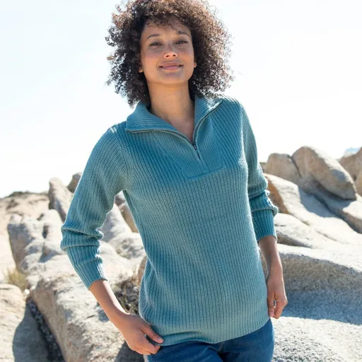 Pulóver so zipsovým stojačikom, anglický hladký vzor