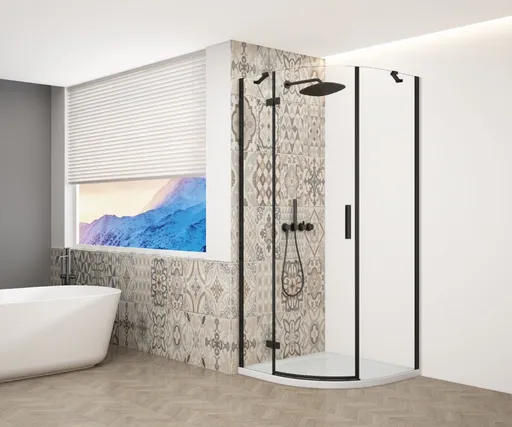 GELCO TRINITY BLACK štvrťkruhový kút 900x900 pravý, číre sklo, GT6590CR-B GT6590CR-B