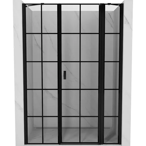 MEXEN/S - Mist sprchové dvere krídlové pravé 160, čierna dekor, čierna 8A4-160-001-70-77-P