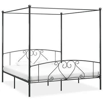 Posteľ s nebesami, sivá kovová, 180 x 200 cm (284445)