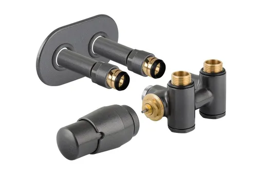 HOPA - THERMCOMB-SET, stredový ventil (Z4K) s pripojením pre elektrickú tyč - Farba - Anthracite, Variant - Ľavá RDTHERMCOMSETLA