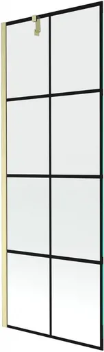 MEXEN/S - Next vaňová zástena FIX 70 x 150, čierna vzor, zlatá kartáčovaná 895-070-000-00-77-55