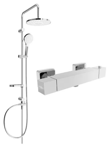 MEXEN/S - Erik sprchový stĺp vrátane sprchovej termostatickej batérie Cube, chróm 77200205-00