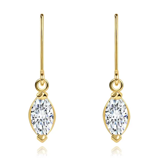 Náušnice zo žltého 14K zlata - žiarivý zrnkový diamant čírej farby