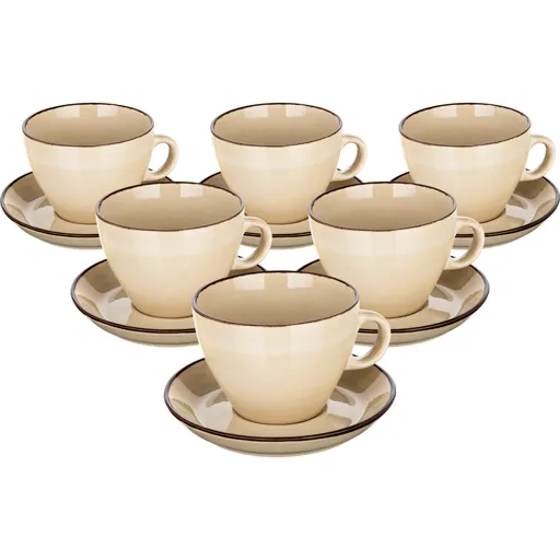 Banquet Súprava 6 šálok s podšálkami Palas 290 ml, krémová