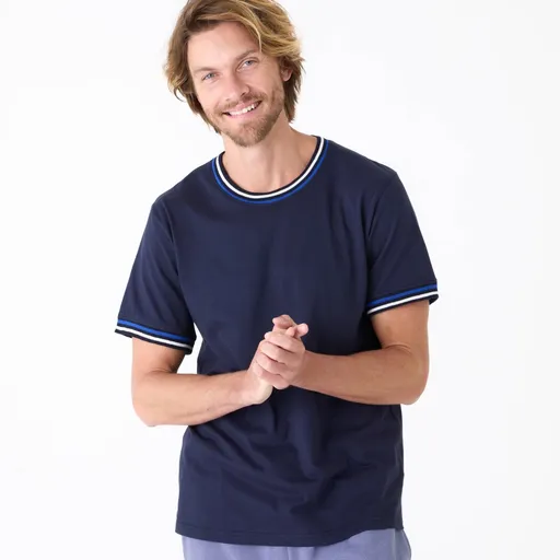 Tričko s krátkymi rukávmi a prúžkovanými lemami