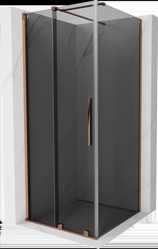 MEXEN/S - Velár sprchovací kút, posuvné dvere 90 x 90, grafit, ružové zlato 871-090-090-41-60