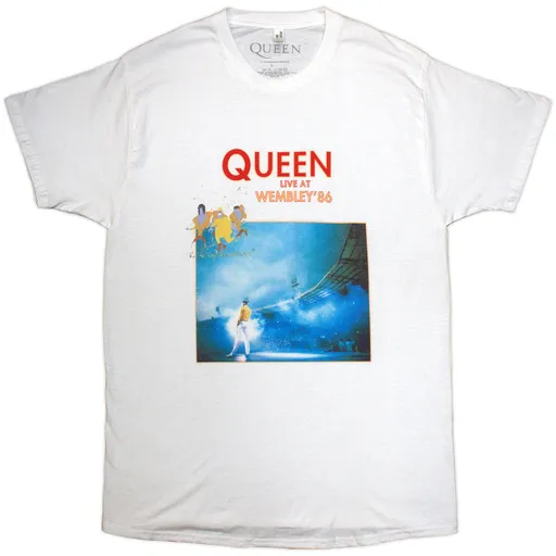 Queen tričko Wembley '86 Biela S