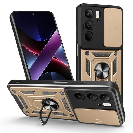 RING CAMERA Kryt s držiakom pre Realme C75 / Realme 14x 5G zlatý