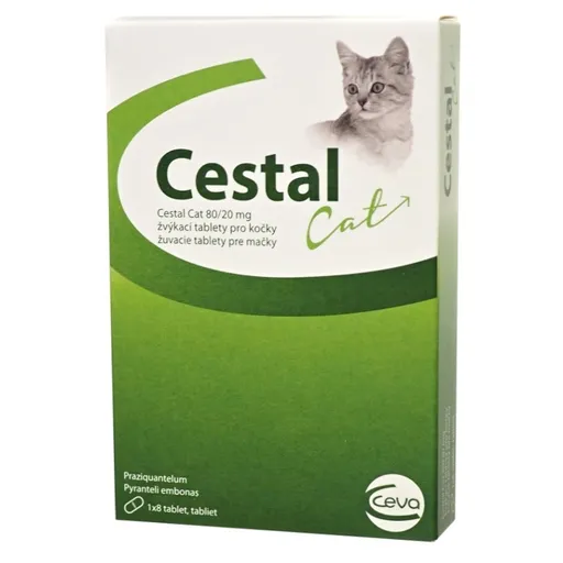 CESTAL CAT 80 mg/20 mg žuvacie tablety pre mačky 8 ks