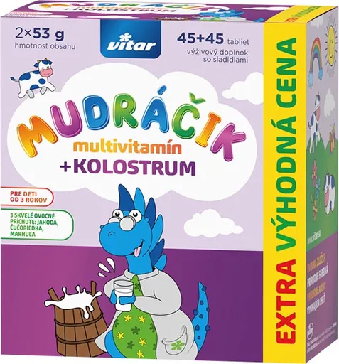 Vitar Mudráčik multivitamín + KOLOSTRUM 2x45 ks