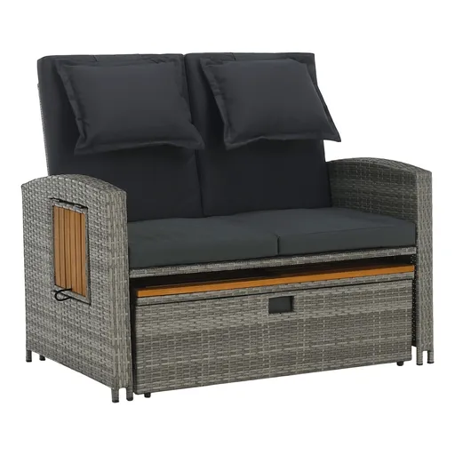 Záhradná ratanová pohovka MALORY, šedá/ prírodná